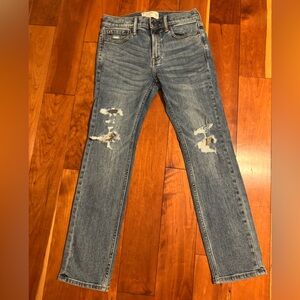 Abercrombie Kids Slim Fit Distressed Blue Jeans with Camo Print Patchwork